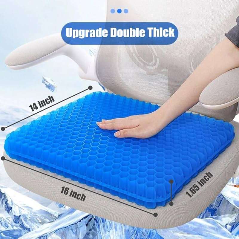 Helishy Gel Seat Cushion, Double Thick Egg Gel Cushion for Pressure Pain Relief, Breathable Wheelchair Cushion Chair Pads for Car Seat Office Chair (16x14x1.65inch) - Image 2