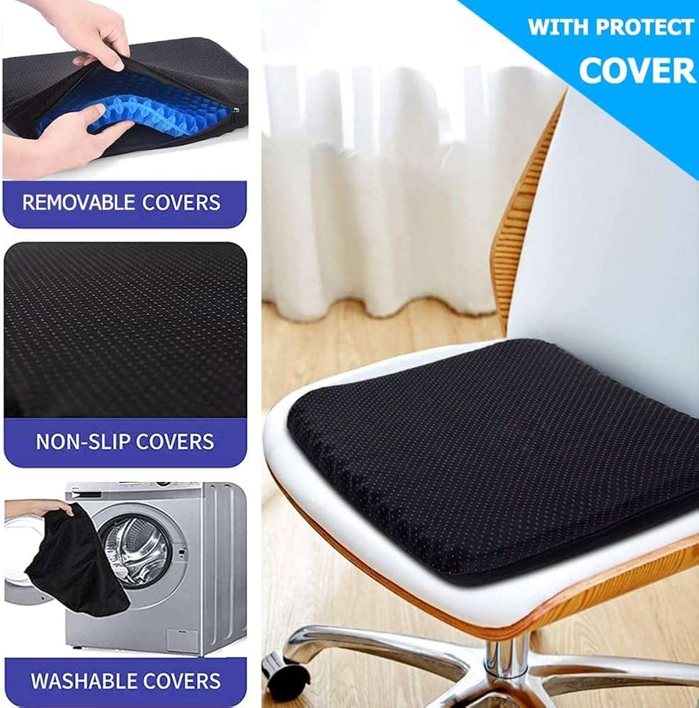 Helishy Gel Seat Cushion, Double Thick Egg Gel Cushion for Pressure Pain Relief, Breathable Wheelchair Cushion Chair Pads for Car Seat Office Chair (16x14x1.65inch) - Image 5