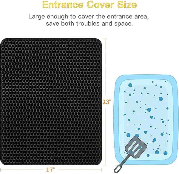 Cat Litter Mat Litter Box Mat, EVA Honeycomb Double Layer Design, Urine & Waterproof, Scatter Control Kitty Litter Mat, Less Waste, Easier To Clean,Washable, Black - Image 2