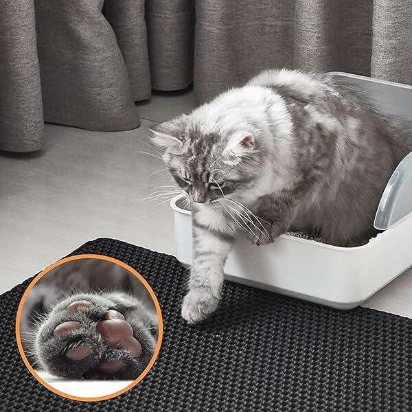 Cat Litter Mat Litter Box Mat, EVA Honeycomb Double Layer Design, Urine & Waterproof, Scatter Control Kitty Litter Mat, Less Waste, Easier To Clean,Washable, Black - Image 6