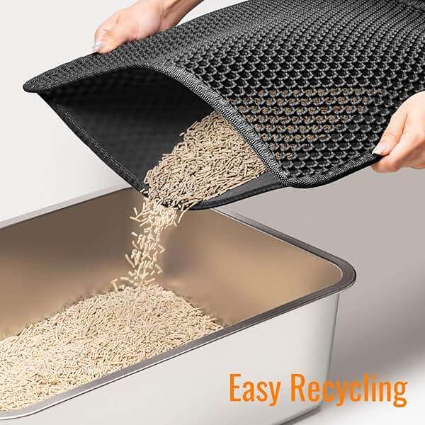 Cat Litter Mat Litter Box Mat, EVA Honeycomb Double Layer Design, Urine & Waterproof, Scatter Control Kitty Litter Mat, Less Waste, Easier To Clean,Washable, Black - Image 8