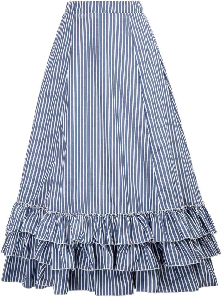 Belle Poque Women's Vintage Stripes Gothic Victorian Skirt Renaissance Style Falda - Image 2