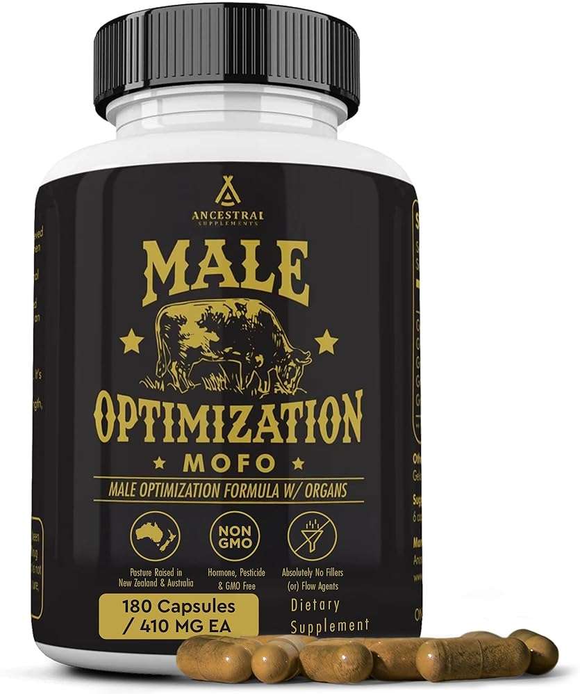 Ancestral Supplements Mofo, Supplements for Men, Support for Energy Levels and Overall Men's Health and Wellness, Non-GMO Grass Fed Beef Organ Supplement with Liver, No Fillers, 180 Capsules - Image 1