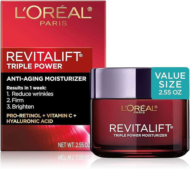 L'Oreal Paris Revitalift Anti-Aging Face Moisturizer, Pro Retinol, Vitamin C & Hyaluronic Acid to Reduce Wrinkles, Firm & Brighten Skin, 1.7 Oz - Image 1