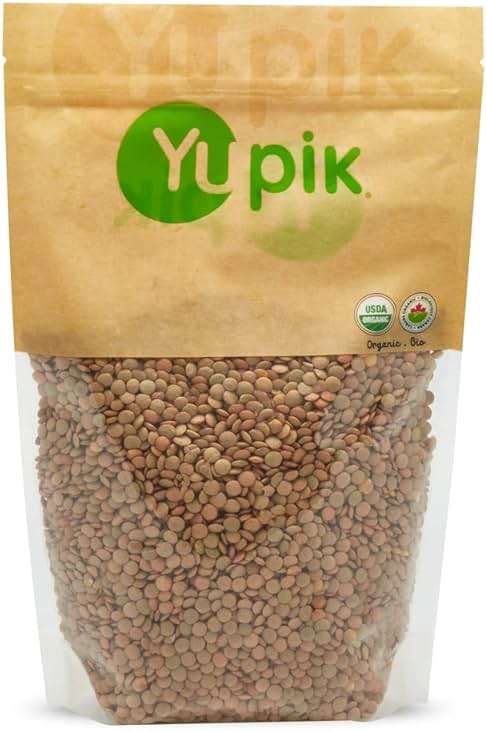 Yupik Organic Green Lentils, 2.2 lb (35.2 oz), Non-GMO, Vegan, Gluten-Free, Kosher, Raw, Source of Fiber, Iron & Protein, Fiber & Iron, Ideal for Soups, Salads & Plant-Based Meals - Image 1
