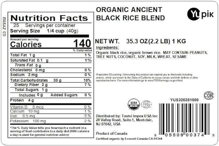 Yupik Organic Ancient Black Rice Mix, 2.2 lb (35.2 oz), Non-GMO, Vegan, Kosher, Brown & Black Whole Grain Rice Blend, Salt-Free, Source of Fiber, Easy Preparation, Ideal for Side Dishes & More - Image 2