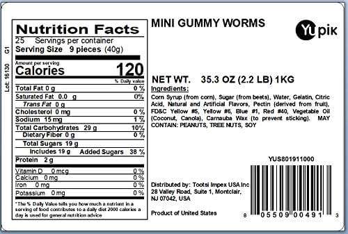Yupik Mini Gummy Worms, 2.2 lb (35.2 oz), Gluten-Free, Dual-Colored, Fruity Flavors, Soft & Chewy, 2" Gummies, Fun Treat, Sweet Candy, Delicious Snack, Ideal for Gifting, Holidays & Baking - Image 2