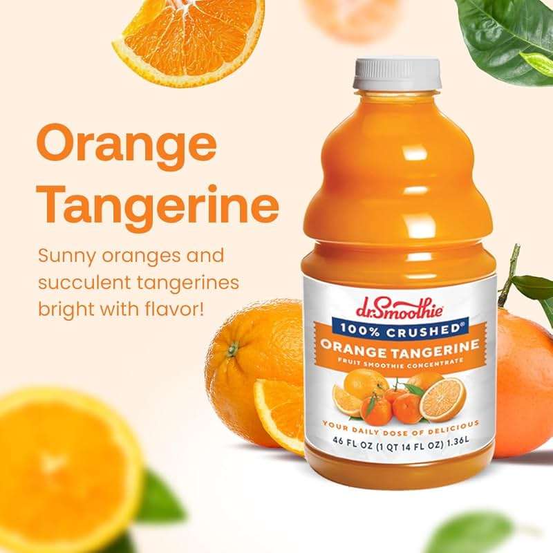 Dr. Smoothie 100% Crushed Orange Tangerine – No Added Sugar, Made with Real Fruits/Fruit Juice – Vegan, No Artificial Colors or Flavors – Sunny Blend of Sweet Oranges & Tangerines – 46 oz Bottle - Image 4
