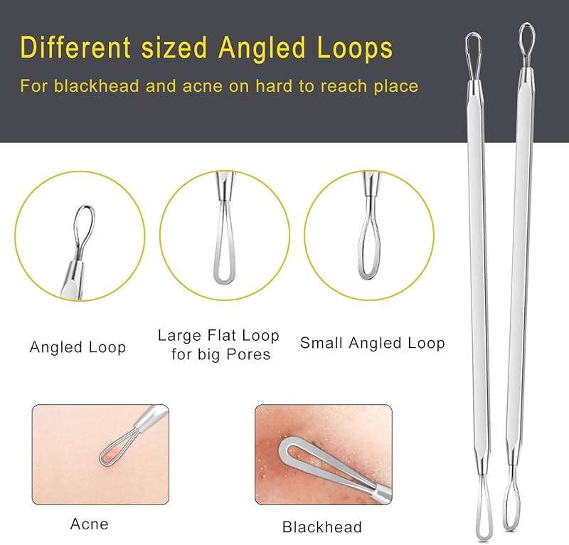 Pimple Popper Tool Kit - Boxoyx 10 Pcs Blackhead Remover Comedone Extractor Kit with Metal Case for Quick and Easy Removal of Pimples, Blackheads, Zit Removing, Forehead,Facial and Nose(Silver) - Image 2