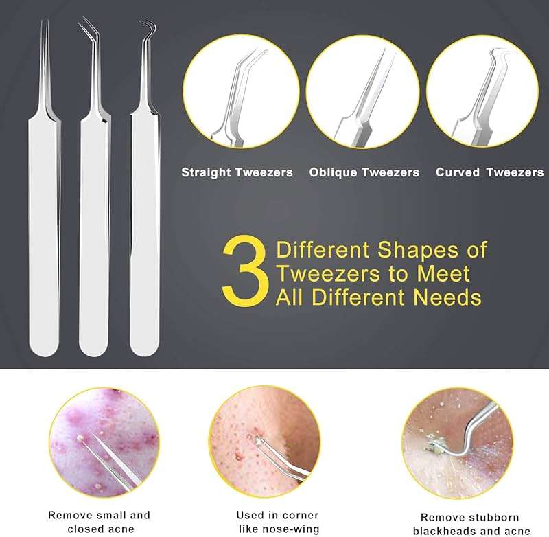 Pimple Popper Tool Kit - Boxoyx 10 Pcs Blackhead Remover Comedone Extractor Kit with Metal Case for Quick and Easy Removal of Pimples, Blackheads, Zit Removing, Forehead,Facial and Nose(Silver) - Image 4