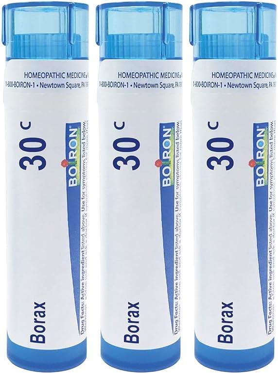 Boiron Borax 30C Homeopathic Medicine for Canker Sores - Pack of 3 (240 Pellets) - Image 1