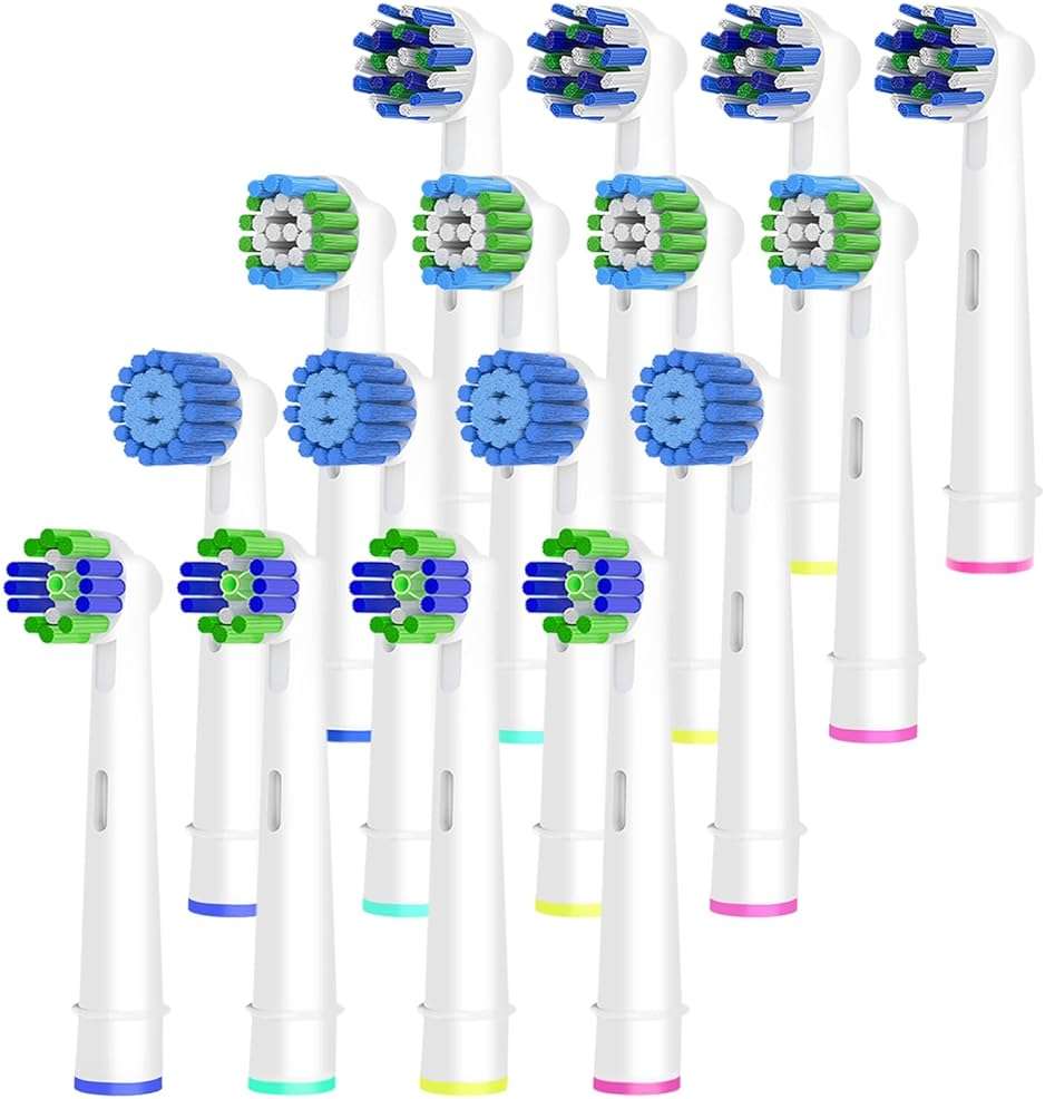 16pcs Replacement Brush Heads Compatible with Oral B Electric Toothbrushes. Pack of 4 Precision Clean,4 Cross Clean,4 3D Whitening Clean and 4 Sensitive Clean - Image 1