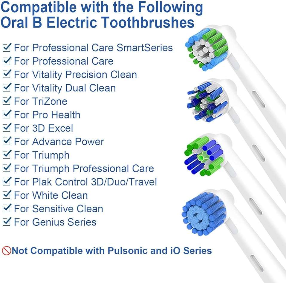 16pcs Replacement Brush Heads Compatible with Oral B Electric Toothbrushes. Pack of 4 Precision Clean,4 Cross Clean,4 3D Whitening Clean and 4 Sensitive Clean - Image 6