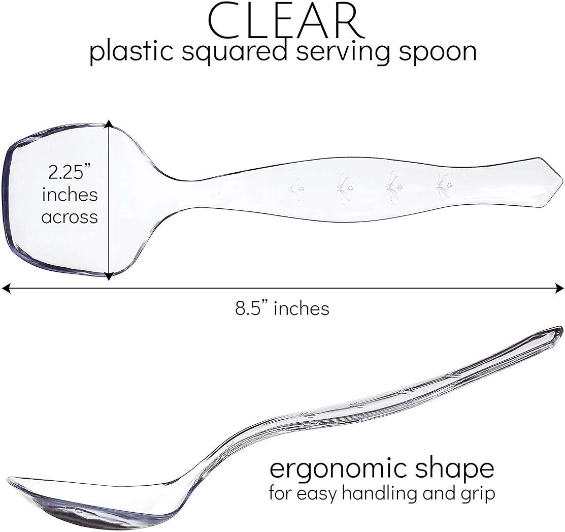 Plasticpro Disposable Plastic Serving Spoons Durable Heavy Duty Premium Serving Utensils Clear Pack of 12 - Image 3