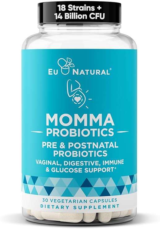Momma Prenatal Probiotics Mom & Baby - Gut and Digestive Postpartum, Nursing, Morning Sickness Pregnancy Relief - 18 Clinically Proven Strains, 14 Billion CFU, Prebiotic - 30 Mini Vegan Capsules - Image 1