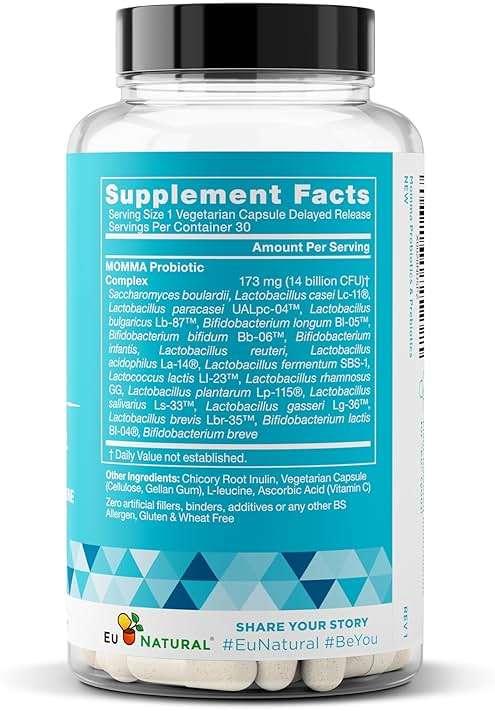 Momma Prenatal Probiotics Mom & Baby - Gut and Digestive Postpartum, Nursing, Morning Sickness Pregnancy Relief - 18 Clinically Proven Strains, 14 Billion CFU, Prebiotic - 30 Mini Vegan Capsules - Image 9