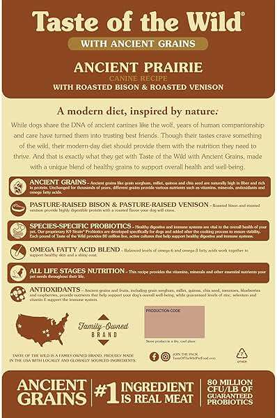 Taste of the Wild with Ancient Grains, Ancient Prairie Canine Recipe with Roasted Bison and Venison Dry Dog Food, Made with High Protein from Real Meat and Guaranteed Nutrients and Probiotics 28lb - Image 2