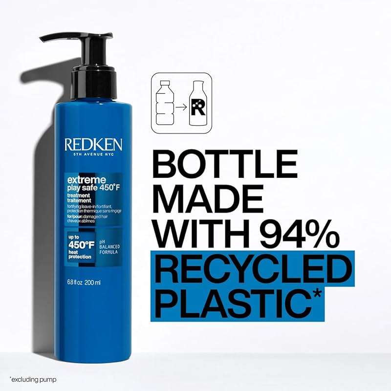 Redken Extreme Play Safe Heat Protection and Damage Repair Treatment For All Hair Types - Helps Reduce The Appearance of Split Ends With Tourmaline - Image 5