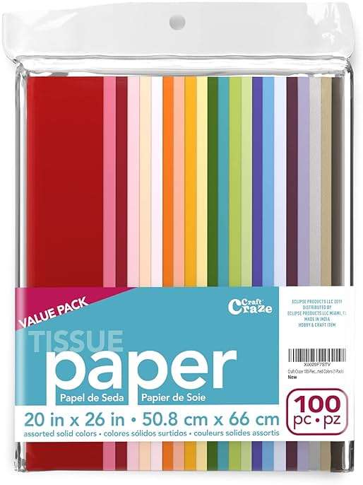 Craft Craze 100 Sheets (20" x 26") 25 Assorted Colors Premium Quality Tissue Paper for Gift Wrapping, Arts & Crafts, Packing and Decorations (1-Pack) - Image 3