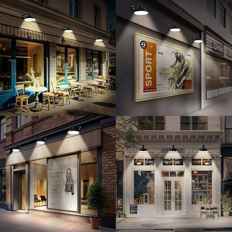 14in. Satin Black Outdoor Gooseneck Barn Light Fixture with 13in. Long Extension Arm - Wall Sconce Farmhouse, Vintage, Antique Style - UL Listed - 9W 900lm A19 LED Bulb (5000K Cool White) - Image 6