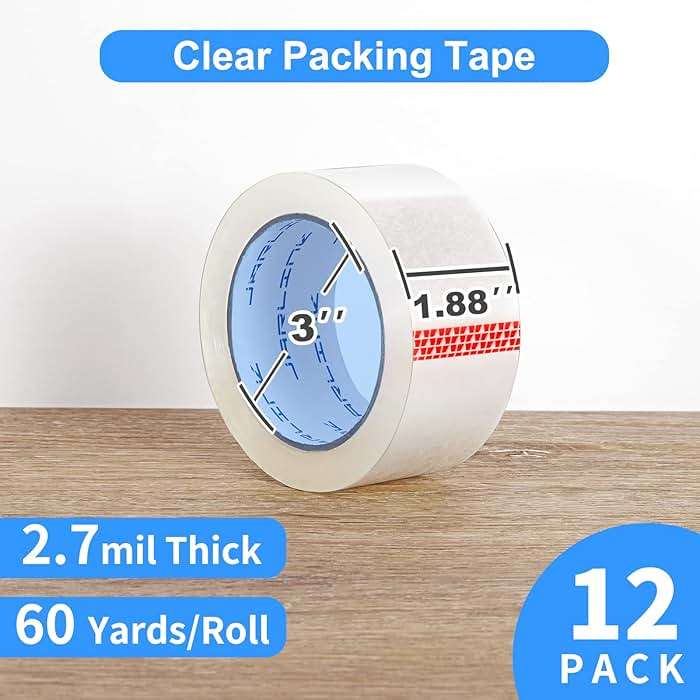 JARLINK Clear Packing Tape (12 Rolls), Heavy Duty Packaging Tape for Shipping Packaging Moving Sealing, 2.7mil Thick, 1.88 inches Wide, 60 Yards Per Roll, 720 Total Yards - Image 3