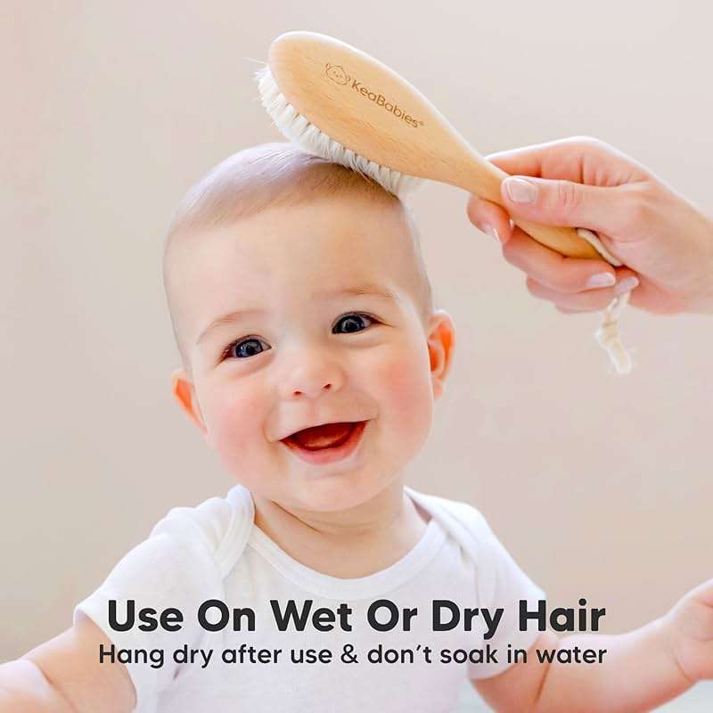 Wooden Baby Hair Brush for Toddler Girls, Boys - Infant Cradle Cap Brush, Newborn Baby Comb, Soft Goat Bristles Comb for Newborn Girl, Boy Hair, Scalp, Styling, Bath Essentials(Walnut, Regular) - Image 6