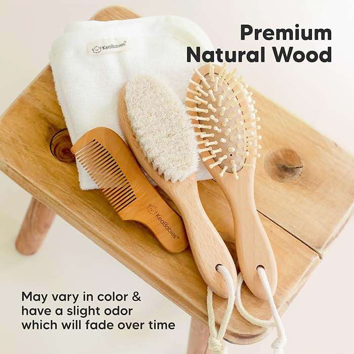 Wooden Baby Hair Brush for Toddler Girls, Boys - Infant Cradle Cap Brush, Newborn Baby Comb, Soft Goat Bristles Comb for Newborn Girl, Boy Hair, Scalp, Styling, Bath Essentials(Walnut, Regular) - Image 7