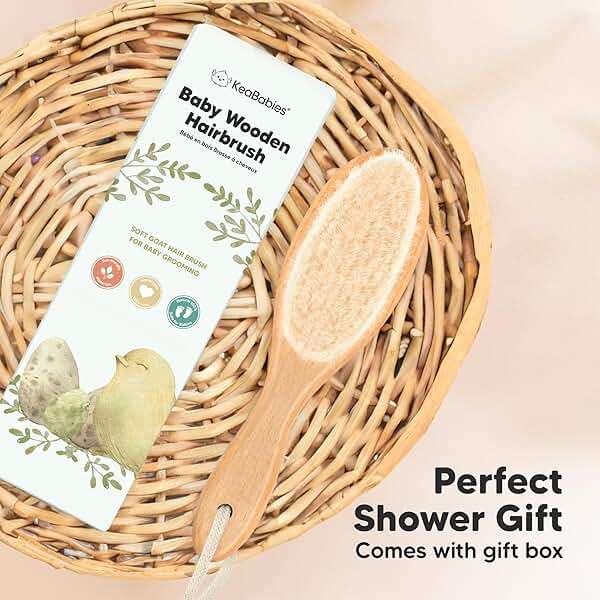 Wooden Baby Hair Brush for Toddler Girls, Boys - Infant Cradle Cap Brush, Newborn Baby Comb, Soft Goat Bristles Comb for Newborn Girl, Boy Hair, Scalp, Styling, Bath Essentials(Walnut, Regular) - Image 9