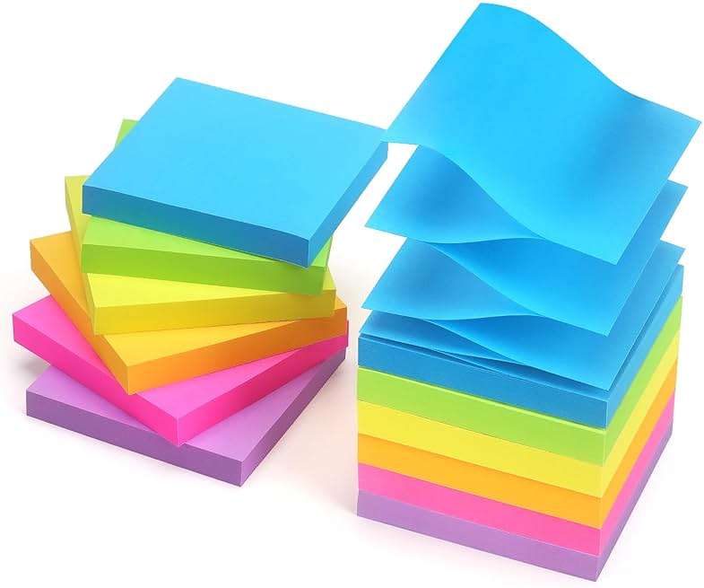 Early Buy Pop Up Sticky Notes 3x3 Refills Self-Stick Notes 12 Pads, 6 Bright Colors, 100 Sheets/Pad - Image 1