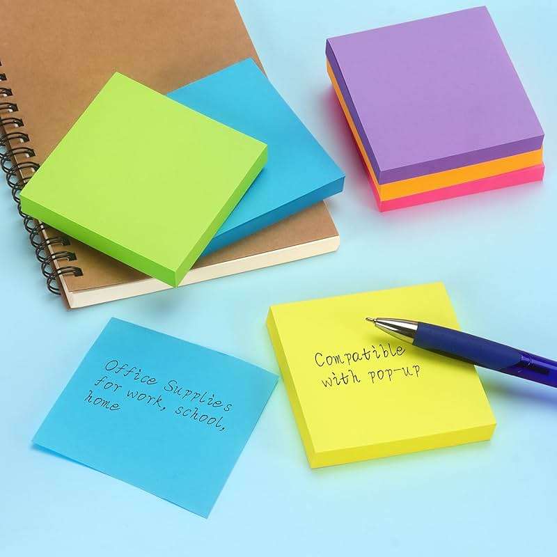Early Buy Pop Up Sticky Notes 3x3 Refills Self-Stick Notes 12 Pads, 6 Bright Colors, 100 Sheets/Pad - Image 2