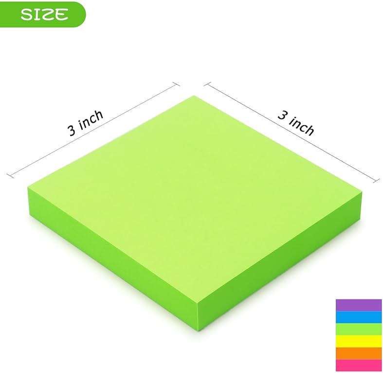 Early Buy Pop Up Sticky Notes 3x3 Refills Self-Stick Notes 12 Pads, 6 Bright Colors, 100 Sheets/Pad - Image 3