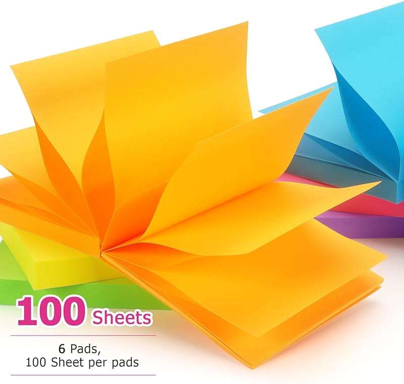 Early Buy Pop Up Sticky Notes 3x3 Refills Self-Stick Notes 12 Pads, 6 Bright Colors, 100 Sheets/Pad - Image 5