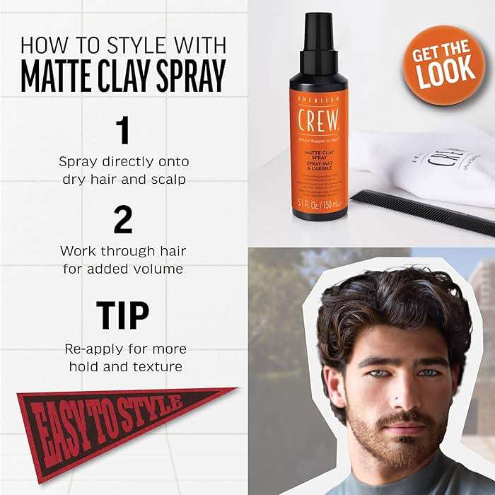 American Crew Matte Clay Spray For Men, Texturizing Spray with Matte Finish, Adds Texture, Volume & Thickness, 5.1 oz - Image 3