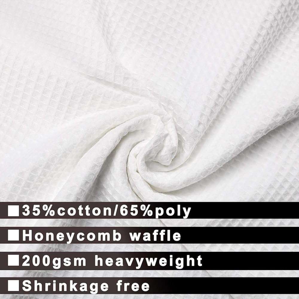 Hotel Style Cotton Shower Curtain with Snap-in Fabric Liner, Mesh Window Top, Honeycomb Waffle Weave Cotton Blend Fabric, Washable, White, 72x72 Inches - Image 3