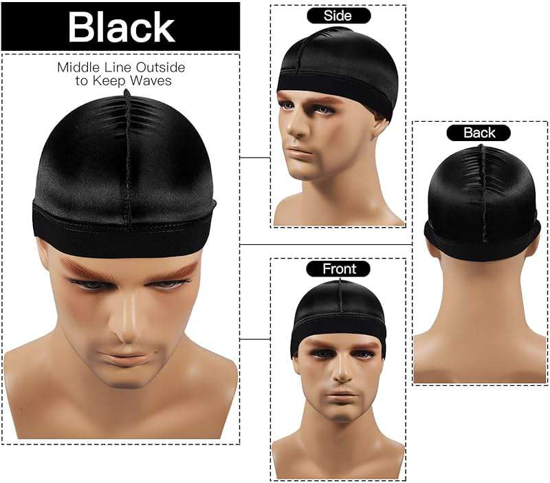 2PCS Silky Stocking Wave Cap for Men, Good Compression Over Durag （Regular Style） - Image 2