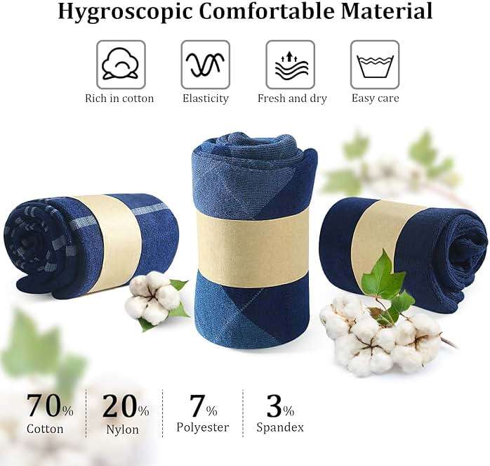 Yousu Mens Dress Socks Business Casual Solid Pattern Cotton Crew Sock 6 Pairs, Gifts for Men Boys Fathers Day Cushioned Work - Image 4