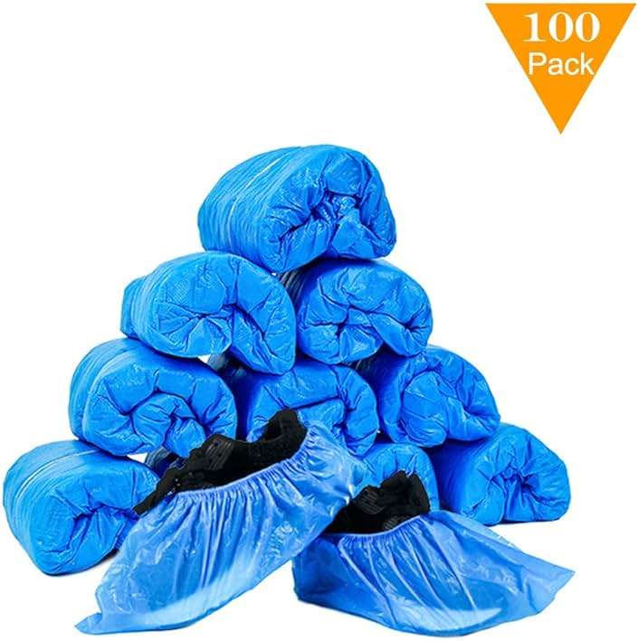 JIAQUAN 100 Pack (50 Pairs) Disposable Plastic Shoe Covers & Boot Covers Waterproof Non-slip for Construction, Workplace, Indoor Carpet Floor Protection,One Size Fits Most. - Image 7
