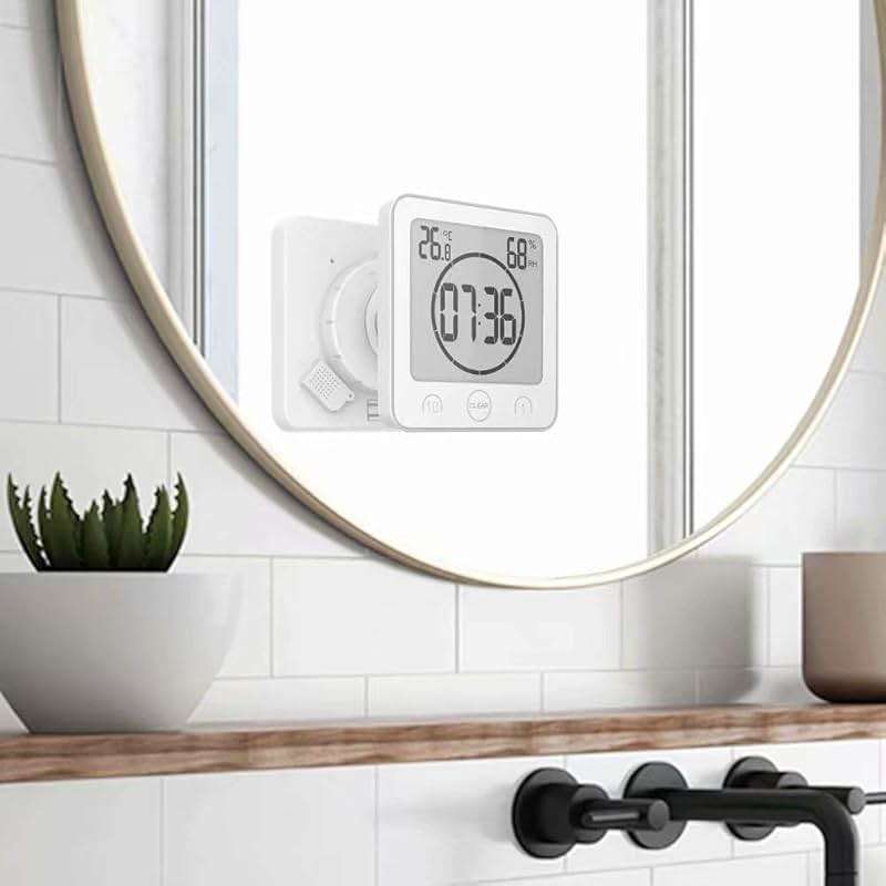 NOFIBAF Digital Bathroom Shower Wall Clock Timer with Alarm with Big LCD Display, Waterproof for Water Spray, Humidity Temperature Display, Wall Clock Timer for Bathroom Shower Makeup Cooking - Image 4