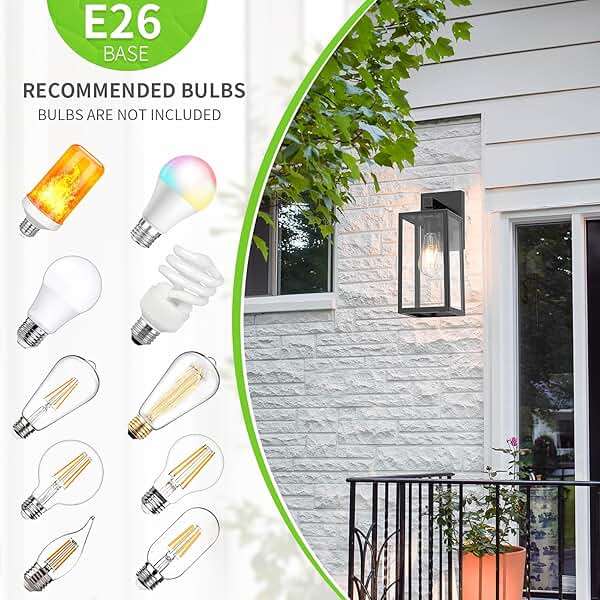 MAXvolador Outdoor Wall Sconce, Exterior Waterproof Wall Lantern Light Fixtures, Black Porch Lights with Toughened Glass Shade, Anti-Rust E26 Socket Front Door Mount Lighting, 2 Pack - Image 3