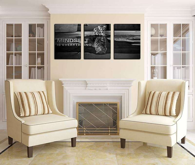 3 Panels Mindset is Everything Motivational Canvas Wall Art Inspirational Entrepreneur Quotes Poster Print Artwork Painting Picture for Framed Home Decoration Living Room office bedroom 36''W x 16''H - Image 4