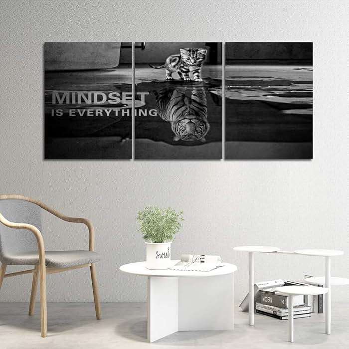 3 Panels Mindset is Everything Motivational Canvas Wall Art Inspirational Entrepreneur Quotes Poster Print Artwork Painting Picture for Framed Home Decoration Living Room office bedroom 36''W x 16''H - Image 5