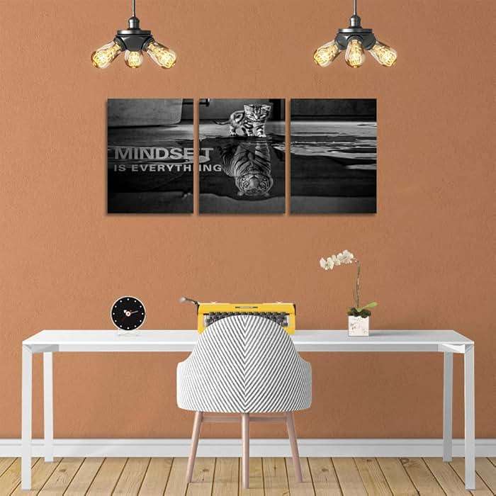 3 Panels Mindset is Everything Motivational Canvas Wall Art Inspirational Entrepreneur Quotes Poster Print Artwork Painting Picture for Framed Home Decoration Living Room office bedroom 36''W x 16''H - Image 6