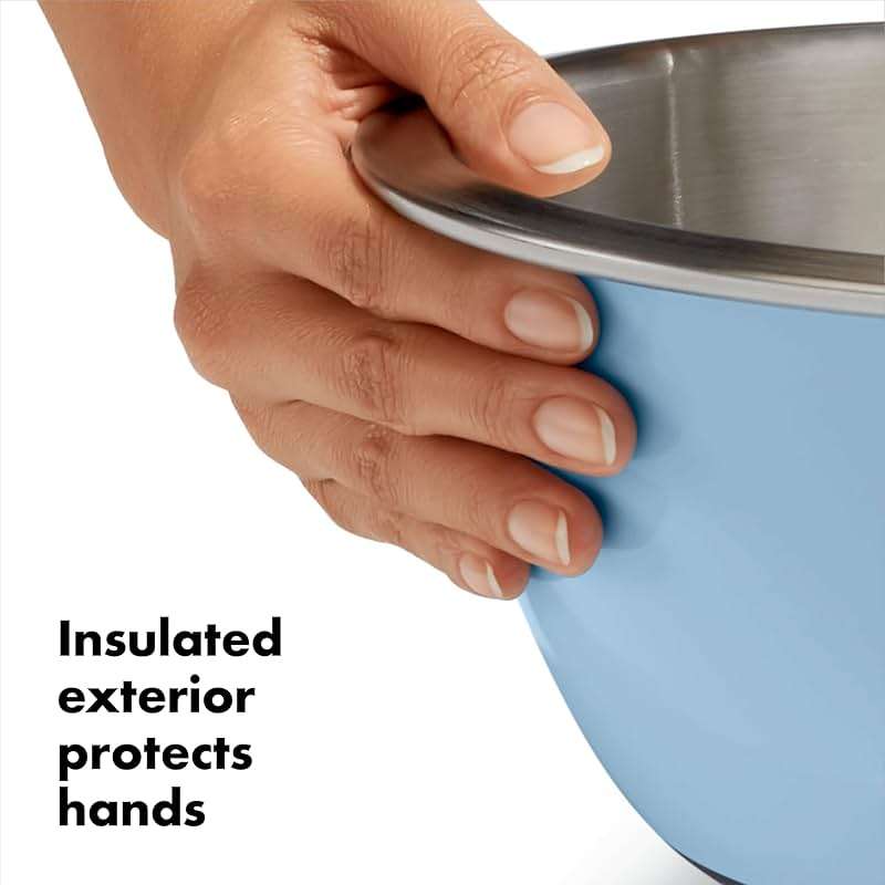OXO Good Grips 3-Piece Stainless Steel Mixing Bowl Set - Blue/Gray - Image 4