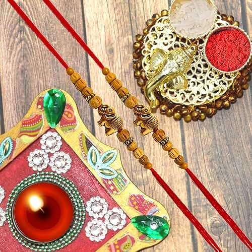 Rakhi with Designer Greeting Card, Stone Rakhi Thread,Raksha bandhan Gift for Your Brother,Color Vary and Multi Design - Image 2