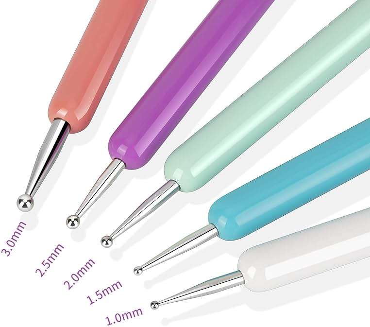 5 Pcs Pattern Tracing Stylus, Ball Embossing Stylus for Transfer Paper, Tracing Tools for Drawing, Embossing Tools for Paper, Art Dotting Tools for Nail Art, Ball Tip Clay Tools Sculpting Stylus - Image 3