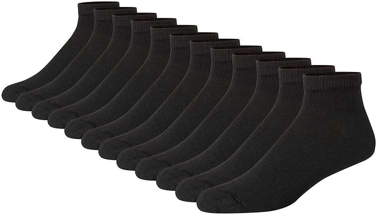 Hanes Men's Double Tough Socks, Crew and Ankle Moisturing Wicking Socks, Black & White, Multi-Packs - Image 1