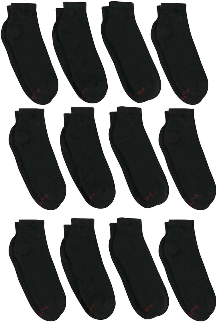 Hanes Men's Double Tough Socks, Crew and Ankle Moisturing Wicking Socks, Black & White, Multi-Packs - Image 4