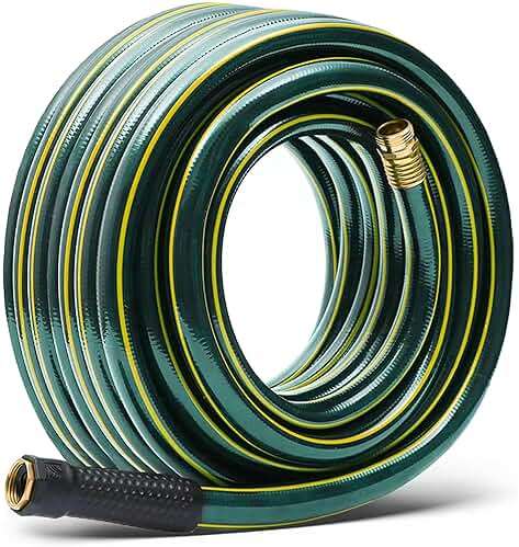 Solution4Patio Long Green Garden Hose 3/4 in. x 50 ft. -Kink Free, No Leaking, Male/Female Fittings -Heavy Duty Durable Flexible Lightweight Water Pipe -Brass Aluminum Ends for Household & Commercial - Image 1