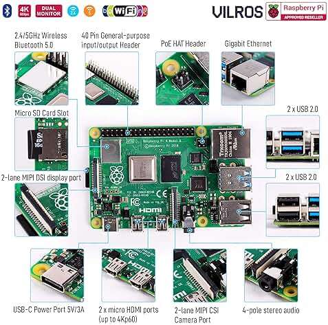 Vilros Raspberry Pi 4 Complete Starter Kit- Includes Raspberry Pi 4 Board, Fan Cooled Case, 64GB Preloaded Micro SD Card and More (4GB, Clear Transparent Case) - Image 2