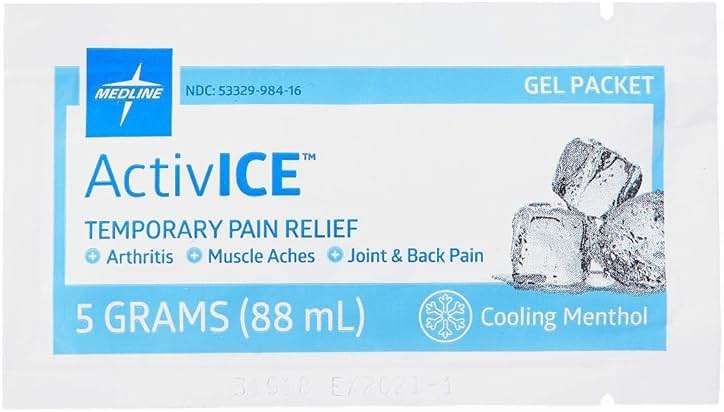 Medline ActivICE Topical Pain Reliever Gel, Great for Arthritis, Muscle Aches and Back Injuries, 5 grams - 100 Packs - Image 2